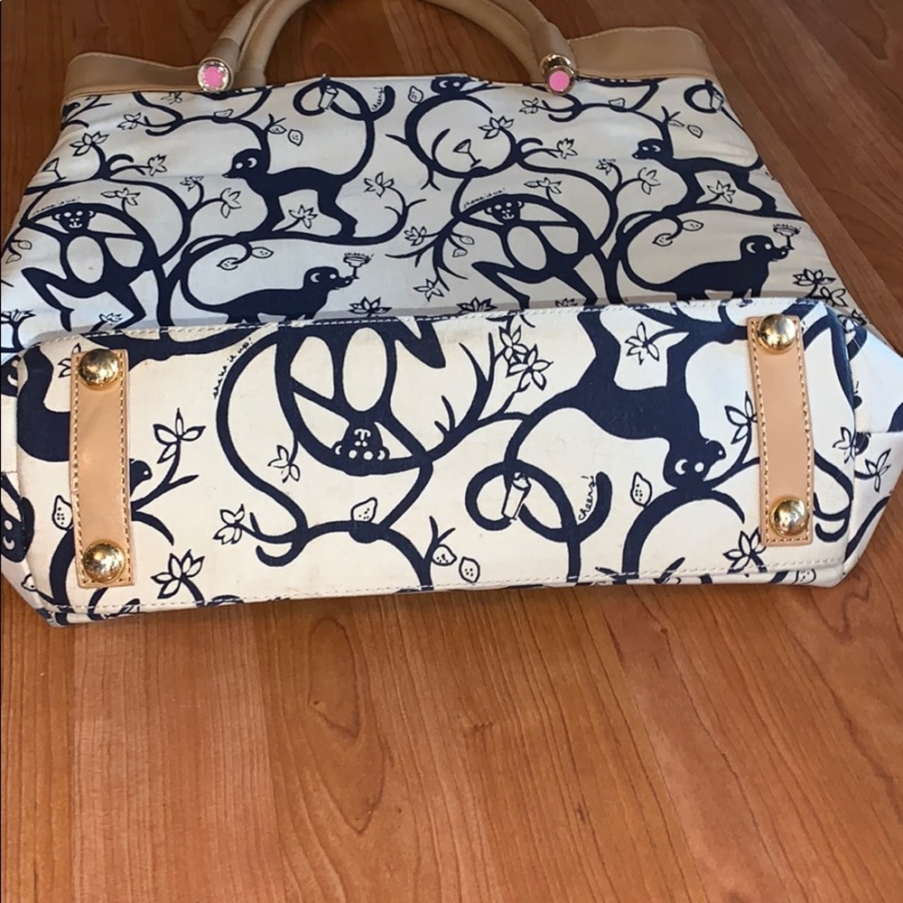Lilly Pulitzer | Vintage Canvas Monkeys with Cocktails Print Tote - Picture 3 of 8